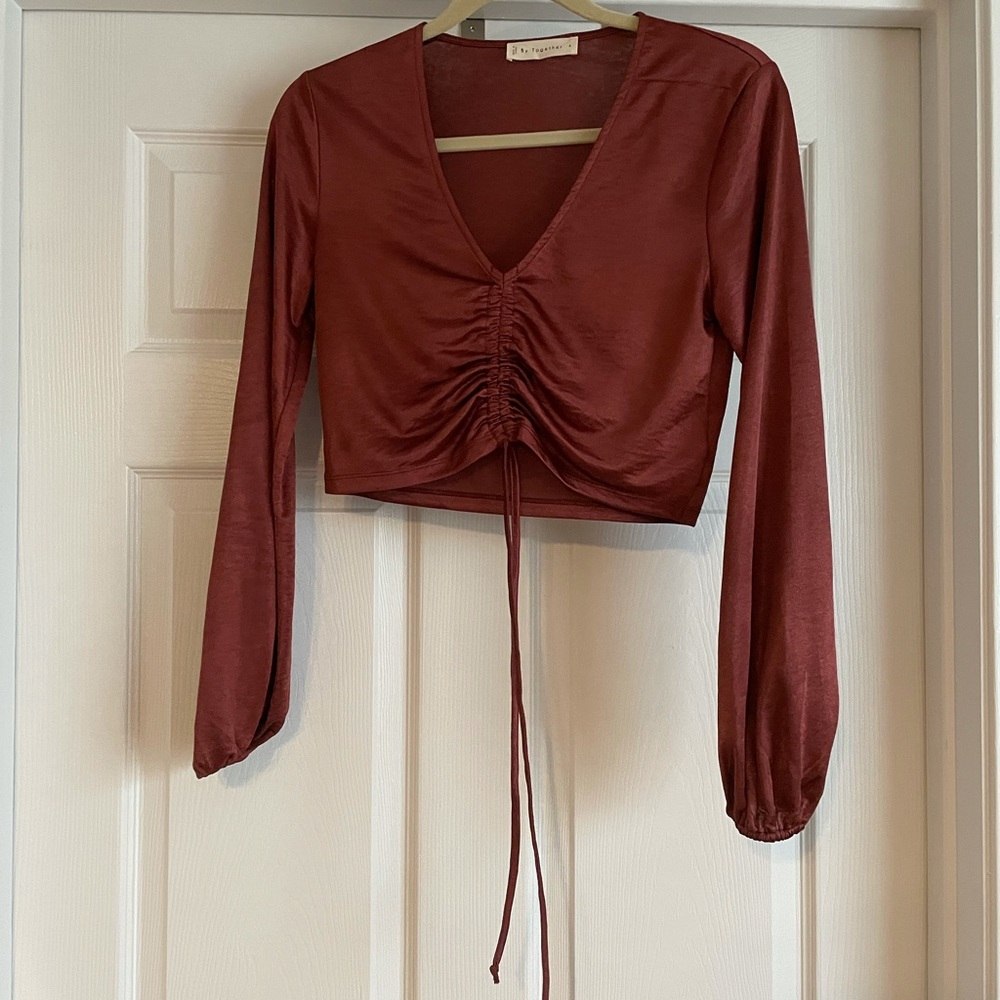 Burnt Orange/red long sleeve crop top